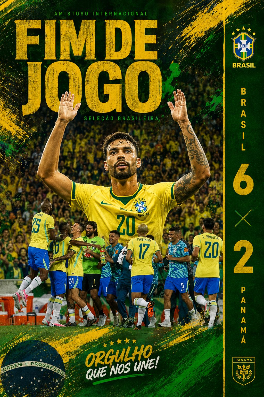 Brasil 6 x 2 Panamá: seleção fecha amistosos com goleada