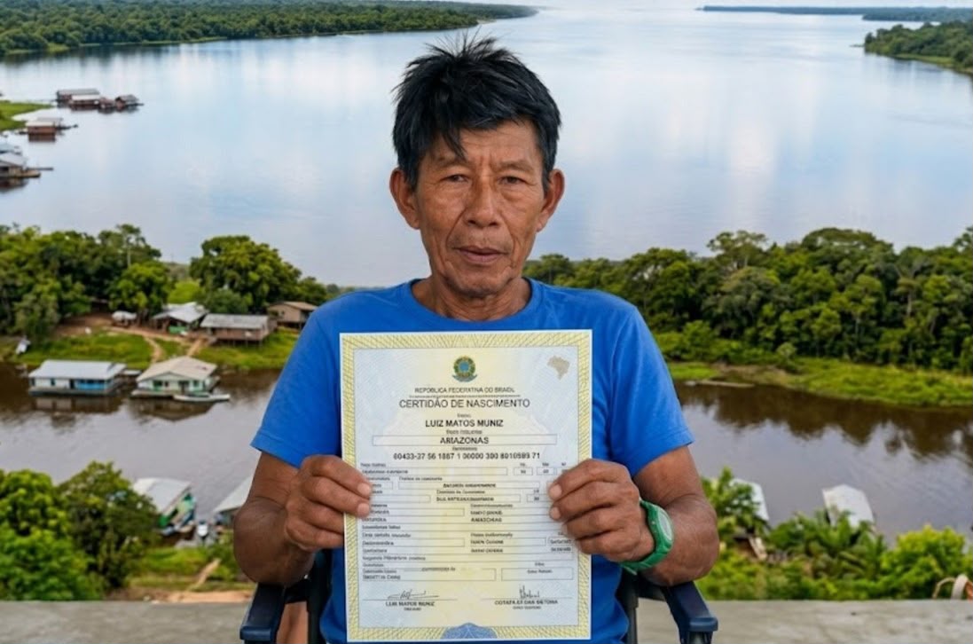 Indígena Tukano recebe nova certidão graças ao Ponto de Inclusão Digital